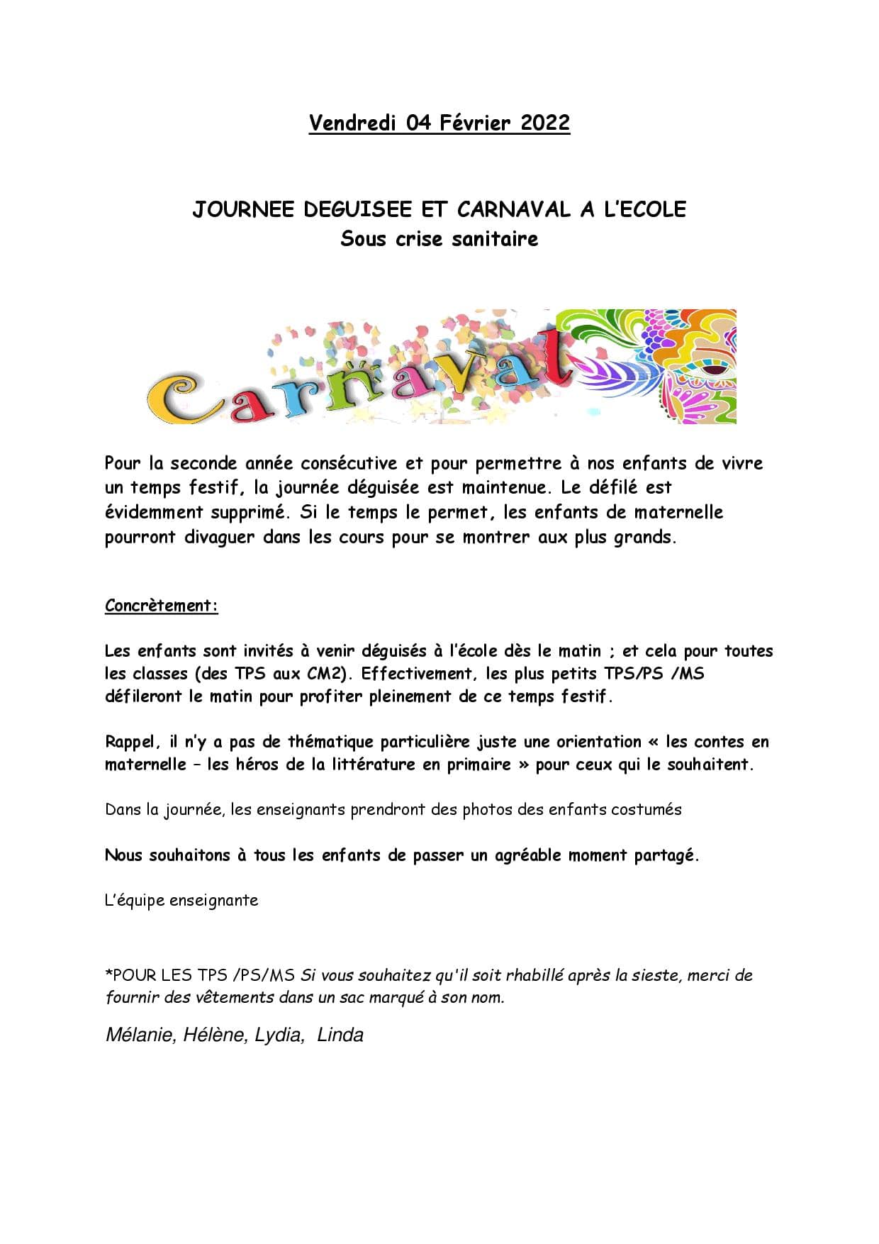 Carnaval école Saint Martin 2022