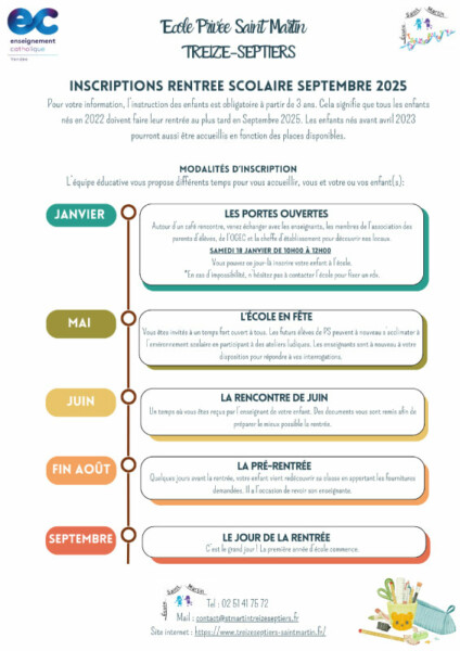 flyer-inscriptions-2025 Flyer d'inscriptions de l'école Saint Martin de Treize-Septiers le18 janvier 2025