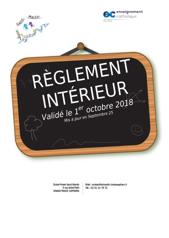 Règlement intérieur 2025-2026 de l'école
