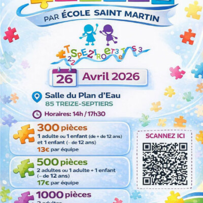 Affiche concours puzzle en avril 2026 de l'école Saint Martin